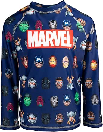 Marvel Avengers Spider-Man Captain America Hulk Thor Black Widow Black Panther Rash Guard Swim Shirt Toddler to Big Kid