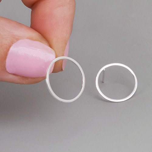Sterling Silver Open Circle Earrings - Small Dainty Hoop Stud Earrings - Designer Handmade