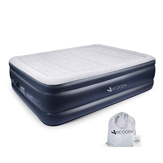 VICOODA Air Mattress, Blow Up Mattress Queen with Built-in Electric Pump [Upgraded & Easy Setup], 22 inch in Height, 650 lb in Capacity, PVC Materials, with a Storage Bag