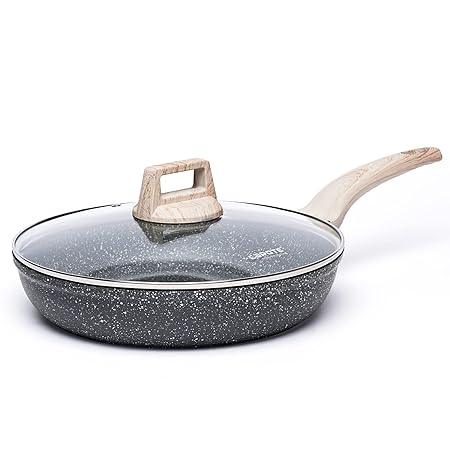 CAROTE 26CM/2.4L Non Stick Frying Pan, Granite Omlette Egg Pan, Induction&Gas Fish Fry Pan, PFOA Free