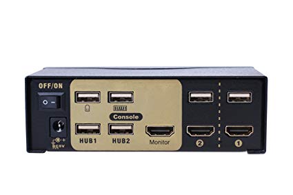 VAKABOX 2 Ports USB 2.0 HDMI KVM Switch Keyboard Mouse Switcher with IR Remote for PC, Windows, MAC