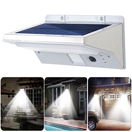 Stainless Steel Solar Lights, Scheam Waterproof Outdoor Motion Sensor Light 21LED for Patio, Deck, Yard, Garden with 3 Modes Motion Activated Auto On/Off