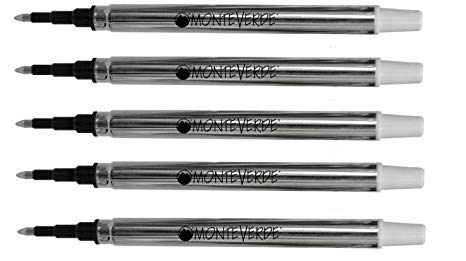 5 Pack - Monteverde Classic Style Rollerball Refill to Fit Sheaffer Rollerball Pens, Fine Point, Soft Roll (BULK PACKED) (Black)