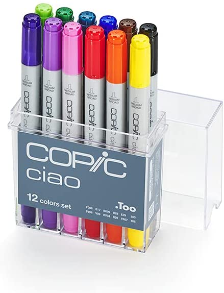 Copic IB12 Ciao Markers Basic Set, 12-Piece