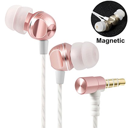 Earphones for Women Yinyoo MEMT X5 Hifi Stereo Magnetic Attraction Sport Headphone Comfort Sleep Earbuds Heave Bass in Ear Headset with Remote Control and MIC for iphone/ipad/samsung/mp3/mp4 ( pink )