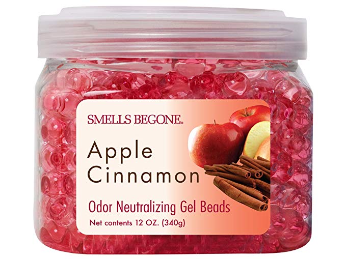 Smells Begone Odor Eliminator Gel Beads - Air Freshener - Eliminates Odor in Bathrooms, Cars, Boats, RVs and Pet Areas - Made with Natural Essential Oils - Apple Cinnamon Scent (12 OZ)