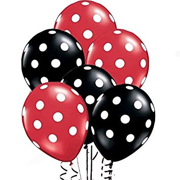 AnnoDeel 50 Pcs 12" Latex Balloons, Black and Red Polka Dot Balloons for Brithday Balloon Wedding Balloon decoration
