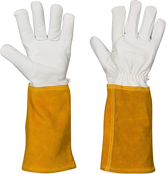 Forging Gloves Heat Fire Resistant Welding Glove XL for Fireplace, Furnace, Stove, Pot Holder, Tig, Blacksmith, Animal Handling: Leather Kevlar Welders (Extra Large)