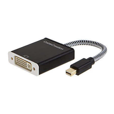 Mini DP to DVI, Metal Mini DisplayPort (Thunderbolt Port Compatible) to DVI-I Female Adapter, DP v1.2 Support 1080P,