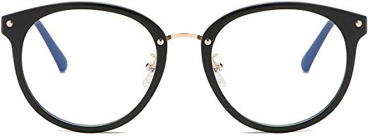 SOJOS Round Blue Light Blocking Computer Glasses TR90 Rim Metal Frame Ashley SJ9001