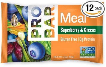 PROBAR - Meal Bar - Superberry & Greens - Gluten Free, 8g Protein, & Non-GMO - Pack of 12