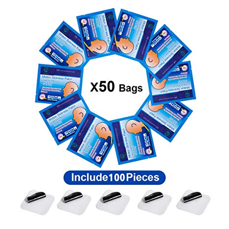 KONGDY 100 Counts Motion Sickness Patches, Non-Drowsy Anti Nausea Relief Plaster for Cruise/Airplane/Kids/Adults