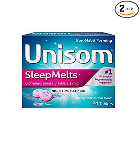 Unisom SleepMelt Tablets, Cherry, 24-Count (Pack of 2)