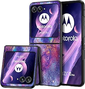 DUEDUE for Motorola Razr Plus 2023 Case, Moto Razr 40 Ultra Case Glow in The Dark Nebula Space Slim Hard PC Cover Shockproof Protective Phone Case for Moto Razr Plus 2023, Purple