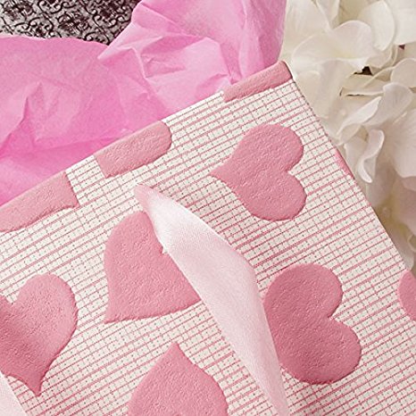 12 Heart Gift Bags - Pink Sweetheart Embossed Euro Tote