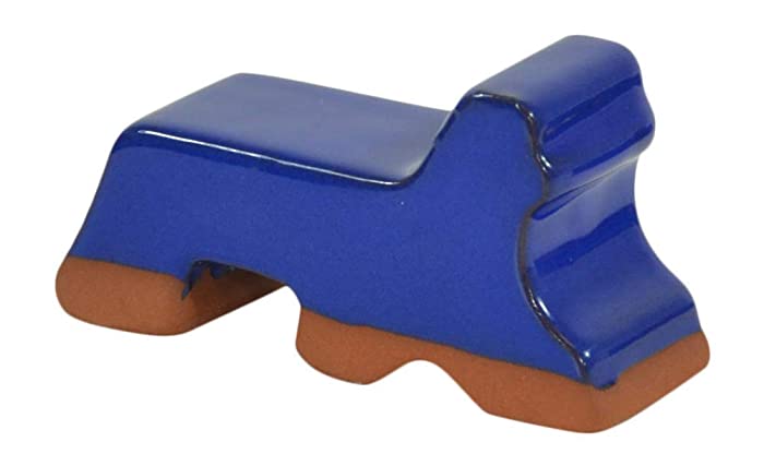 Ceramic Pot Feet 3-Pack -Blue Glaze- Made In USA- Flower Pot Risers Glazed Ceramic - Handmade - Stoneware Clay - Frost Proof - Made For Planters- 3" Long x 1.5" Tall - Recommended for 14"-20" Pots