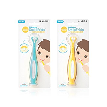 Fridababy SmileFrida the ToothHugger, the 3-Sided Toddler Tooth Hugging Toothbrush (Pack of 2) Designed to Clean All Sides of the Teeth at Once
