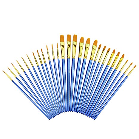 Sunmns 30 Pieces Professional Paint Brush Set for Watercolor, Oil, Acrylic Paint/ Craft, Nail, Face Painting