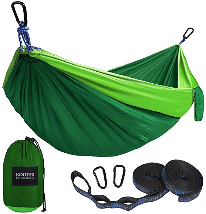 Kootek Camping Hammock Portable Indoor Outdoor Tree Hammock with 2 Hanging Straps, Lightweight Nylon Parachute Hammocks for Backpacking, Travel, Beach, Backyard, Hiking