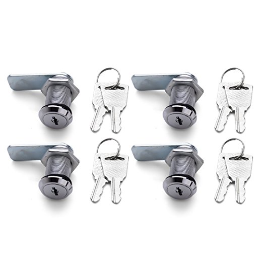 Fasmov Drawer & Cabinet Lock Cam locks with 1-1/4" Cylinder,Pack of 4