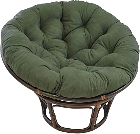 52 Inch Hunter Green Papasan Cushion Only Rounded Tufted Oversized Chair Pad Floor Pillow Use Plush Indoor Thick Comfy Solid Color, Microsuede Polyester