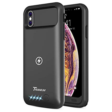 Trianium Atomic Pro 3000mAh Battery Case Compatible Apple iPhone Xs/iPhone X (5.8") Case w/Qi Wireless Charging Technology Rechargeable Protective Extended Power Case[Work on Wireless Charger Pad]