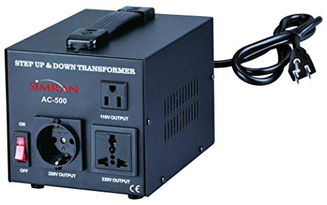 Simran Voltage Transformer, 500 Watt, Step Up and Down, 110 Volt, 220 Volt Power Converter, Black (ACN-500)