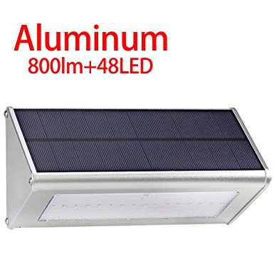 Licwshi Solar Lights 800 Lumen Waterproof Outdoor Aluminum Alloy Housing, 48 LED Radar Motion Sensor Light for Step, Garden, Yard, Deck ( 2017 new Version - 1 Pack)