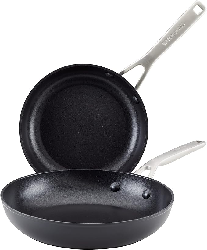 KitchenAid - Hard Anodized Induction Cookware, Nonstick Frying Pan Set (21cm/8.25in & 25cm/10in)