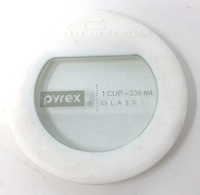 Pyrex 2-Piece Glass White Replacement Lids For The Ultimate 1 Cup Food Storage Set (2 Piece White Glass Lids, White)