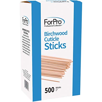 ForPro Birchwood Cuticle Sticks, for Manicures and Pedicures, 7.3” L, 500-Count