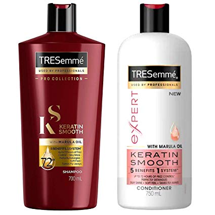 Tresemme Keratin Smooth with Marula Oil Shampoo (23.6 Fl Oz / 700 mL) and Conditioner (25.4 Fl Oz / 750 mL) Set, Pro Collection and Expert Selection Bundle