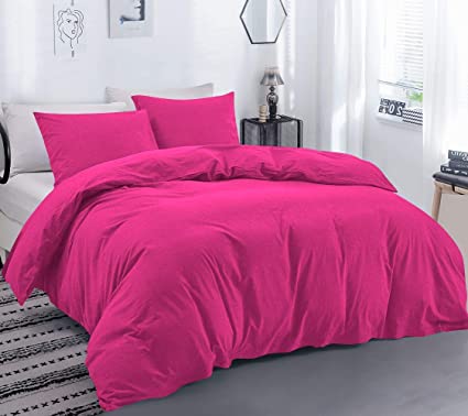 Tony's Textiles Duvet Cover Set 3 PC with Zipper & Corner Ties 100% Egyptian Cotton | 1000 Thread Count Luxurious Bedding 1 Duvet Cover 2 Pillow Shams (Full/Queen, Hot Pink)