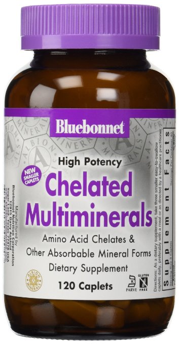 BlueBonnet Albion High Potency Chelated Multiminerals Caplets 120 Count