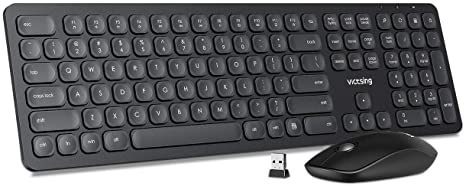 Wireless Keyboard and Mouse Combo, VicTsing 2.4GHz Ultra Slim Silent Wireless Keyboard Mouse, 2-in-1 Receiver, Whisper Quiet Scissor Switch for PC, Laptop, Computer, Mac, Windows