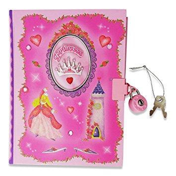 Hot Pink Princess Kids Secret Diary (Lockable Diary With Padlock & Keys) Kids Diary with Glittery Cover - Lucy Locket