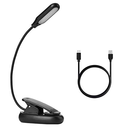 LuminoLite Rechargeable 3000K Warm 6 LED Book Light, Easy Clip on Reading Lights for Reading in Bed. 3 Brightness Eye-Care, 2.1 oz Lightweight, 20 Hours Reading. Perfect for Bookworms & Kids