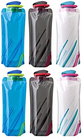 BESTZY 700ML Foldable Water Bottles Set Drink Bottle Bottle Pouches,Flexible Collapsible Reusable Water Weight Bag for Hiking,Adventure,Travel