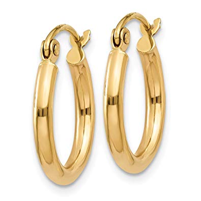 Designs by Nathan, Classic 14K Yellow Gold Round Tube Hoop Earrings: Seamless, Hollow, Lightweight