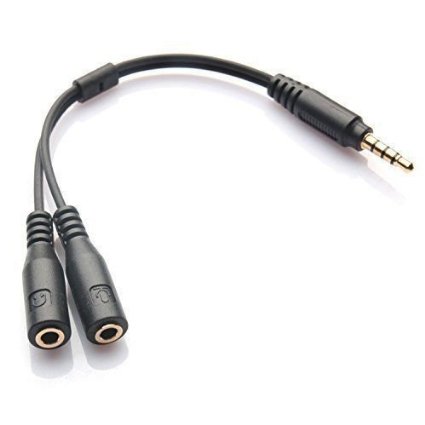 Whizzotech® 3.5mm Male to Female Headset Adapter For headsets With Two separate Headphone / Microphone plugs- 3.5mm 4 position Male to two 3 position Female Plugs M/F