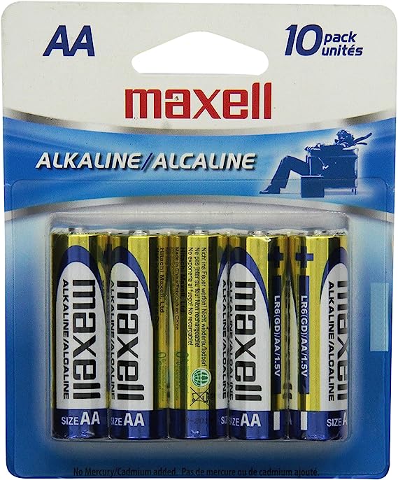 Maxell 723410 Ready-to-go Long Lasting and Reliable Alkaline Battery AA Cell 10-Pack with High Compatibility, Computer