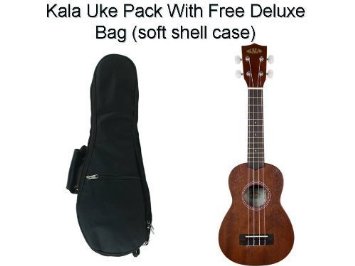 Kala KA-15S Mahogany Soprano Ukulele with FREE Deluxe Stronghold brand soprano uke soft case gig bag