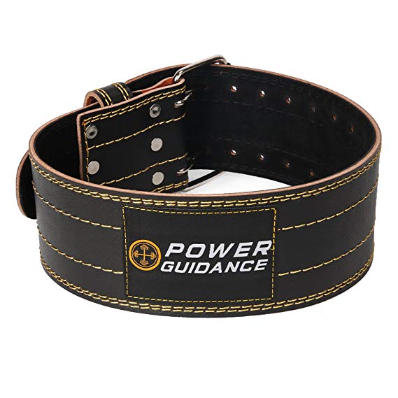 POWER GUIDANCE 4 inch Weightlifting Belt - Ideal Powerlifting, Weight Lifting, Bodybuilding - Firm & Comfortable Lower Back Support