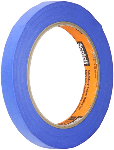 3M 2080 ScotchBlue Painters Tape – 0.125 in. (W) x 180 ft. (L) Masking Tape Roll for Low, Medium Adhesion. Tapes and Adhesives