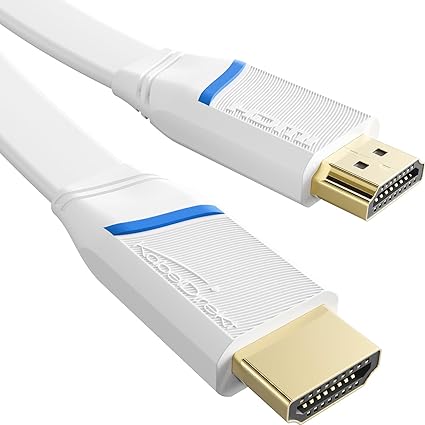 HDMI Cable Flat – 10ft – 4K@60Hz (Flat Cable for Laying – Extra Copper for up to 18Gbit/s According to HDMI 2.0 Standard, High Speed with Ethernet, Blu-ray/PS5/Xbox/Switch, White) by CableDirect
