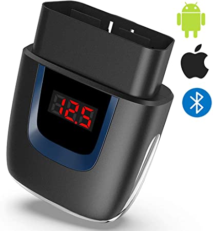 OBD2 Scanner Bluetooth for iPhone, Bluetooth 4.0 OBDII Scan Tool for Android iOS (with Own Developed APP), Car Code Reader Diagnostic Tool to Clear Your Check Engine Light, Compatible with Torque Pro