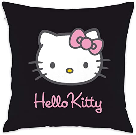 Meirdre Pillowcase Black Hello Kitty Decorative Throw Pillow Covers Cushion Cover for Home Sofa 18 X 18 Inch