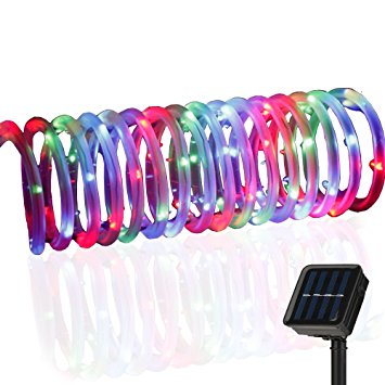 Solar String Lights 33ft 100 LED Copper Wire Rope Starry Ambiance Lighting for Christmas Outdoor Patio Gardens Homes Party Holiday Wedding decoration（Multicolor）