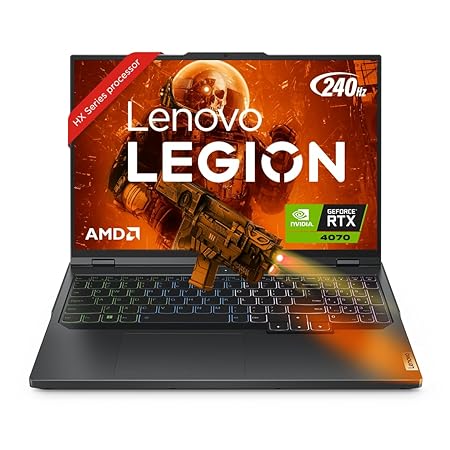 Lenovo Legion Pro 5 AMD Ryzen 7 7745HX 16" (40.64cm) WQXGA-IPS 240Hz 500Nits Gaming Laptop (16GB/1TB SSD/Win 11/Office 2021/NVIDIA RTX 4070 8GB/Alexa/3 Month Game Pass/Onyx Grey/2.5Kg), 82WM00B7IN