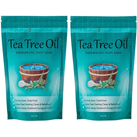 Tea Tree Oil Foot Soak With Epsom Salt, Helps Soak Toenail Fungus, Athletes Foot & Stubborn Foot Odor – Softens Calluses & Soothes Sore Tired Feet -16oz (Pack of 2)
